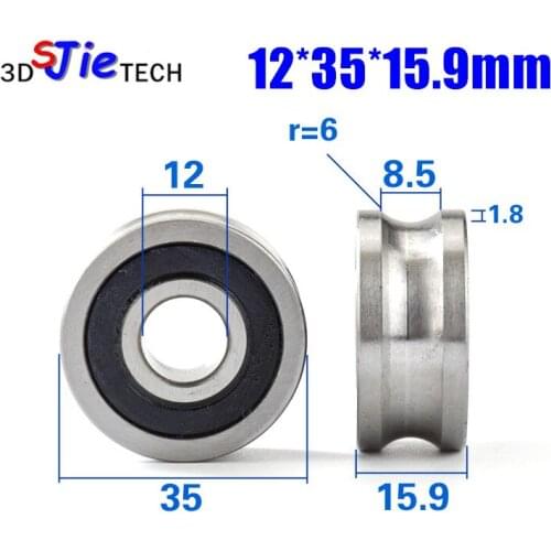 1pcs 12*35*15.9mm LFR5201-12mm track optical axis, U groove bearing pulley / rolling wheel, for 12mm diameter optical axis track