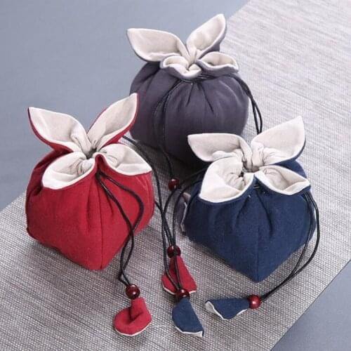 10pcs Cloth Bag Tea Cozies for Teapot String Portable Cotton Linen Tea Cups Empty Fabric Storage Bag
