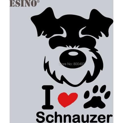 10 x Newest Design I Love Schnauzer Reflective Creative Auto Decal Cartoon Car Sticker Bumper Body Decal Creative Pattern Vinyl