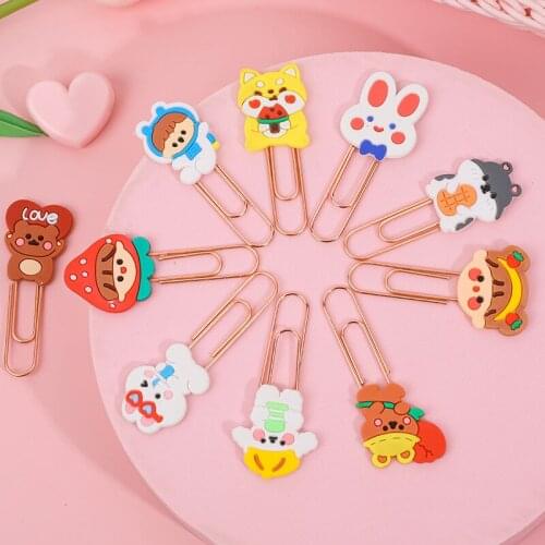 100 Pcs/lot Cartoon Dog Rabbit Bear Hamster Girl Bookmark Cute Binder Clips Notes Letter Paper Clip Office school Supplies
