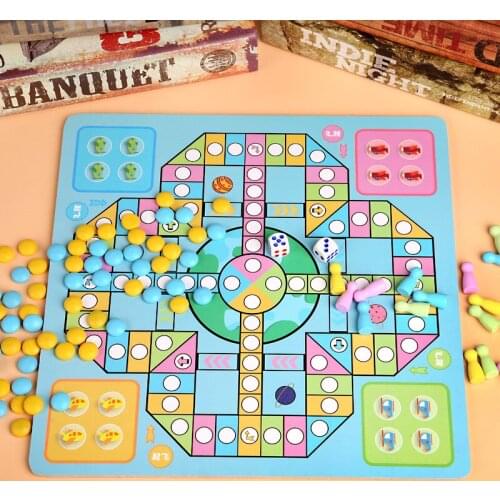 2-in-1 multi-function game Chess Tabletop game Checkers Flying Chess Backgammon Young Baby Intelligence Toys