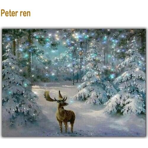 3d Diamond Mosaic Handmade Diamond Painting Snow Animal Deer Cross Stitch Diamond Embroidery Patterns Rhinestones Arts Christmas