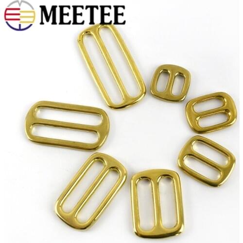 4pcs Meetee Solid Brass Tri-ring Slide Adjustable Buckle 13/16/20/25/32/38/50mm Backpack Webbing Straps Bag Sewing Accessories