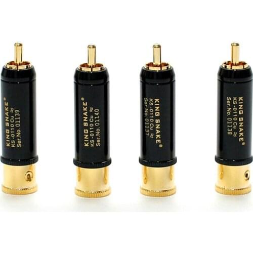 4 pcs/Lots hifi audio King snake KS-0110Cu 24K Gold plated RCA plug Hi-End RCA plug connector
