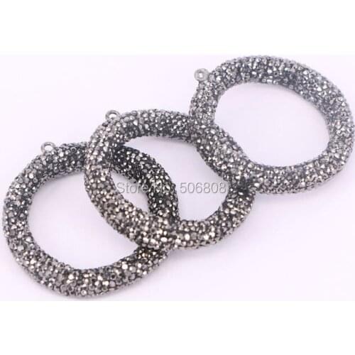 4pcs Fashion Design Rhinestone Beads Pave Circle Round Boho jewelry pendant