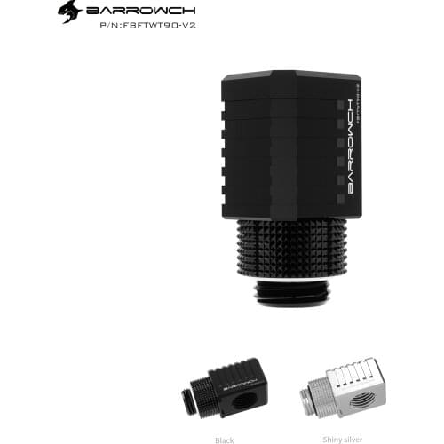 Barrowch 45 Degree 90 Degree Rotary Adapter Fitting,Limited Version for Water Cooling Tube Angled Fitting FBFTWT 45/90-V2