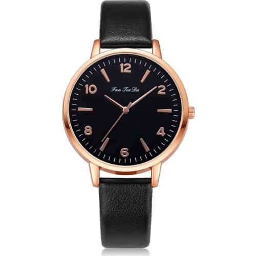 Fashion Women Watches Black Pointer Simple Number Scale Ladies Wristwatches Female Quartz Watch Casual Woman Leather Clock Gifts
