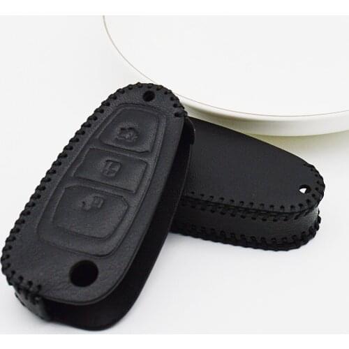 Car Key Cover For Ford Fiesta MK7 ST Focus 2 Mondeo MK3 MK4 Fusion Kuga 2 S C Max Ranger KA 2019 Leather Car Key Protection Case