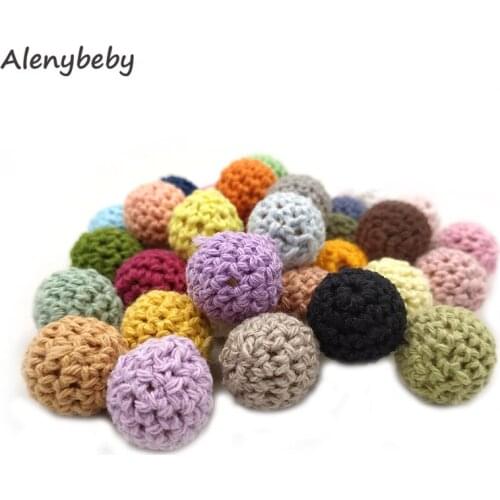 Wooden Teether 16mm Polychrome Crochet Beads Food Grade Chew DIY Crafts Accessories Baby Products Baby Teether Shower Gift