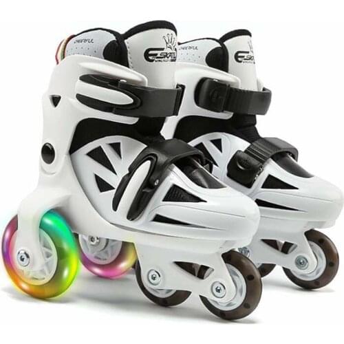 Double Line Roller Skates For Kids Adjustable 4-wheel Skating Shoes Professional PU Flashing Wheel Children Sneakers