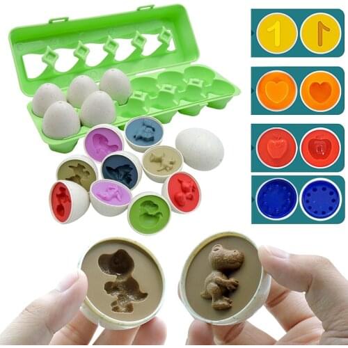Kids Dinosaur Smart Eggs 3D Puzzle Matching Toys Color Shape Cognition Math Learning Early Educational Toddler Matching Toy Gift