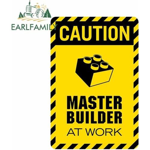 EARLFAMILY 13cm X 8.7cm for Caution Master Builder Surfboard Anime RV Motorcycle Scratch-proof Car Sticker Cartoon Bumper Decal