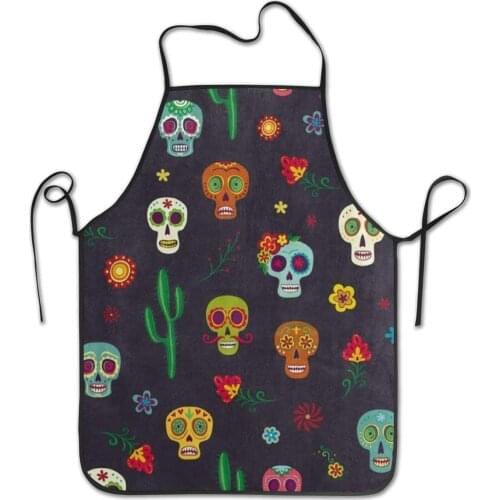 Apron Unisex Apron for Cooking Baking Gardening Mexican Sugar Skull Cactus Flower