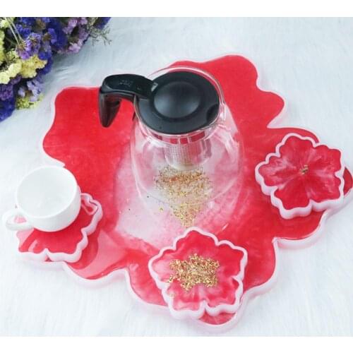 Flowers Shape Crystal Silicone Crystal Epoxy Coaster Mold Cup Bowl Pad Mat Base Mould DIY Handmade Craft Decoration