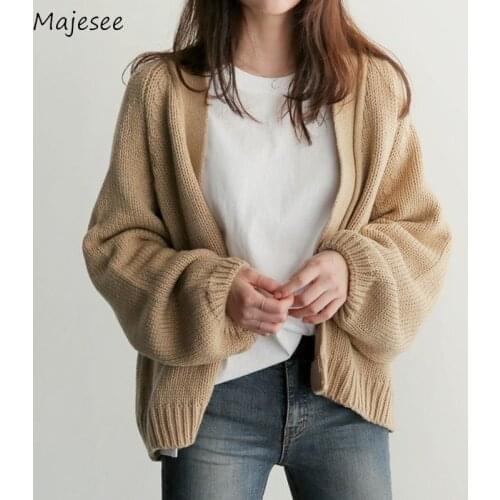 Cardigan Women Solid Open Stitch Chic Leisure Lazy All-match Students Daily Outwear Sweater Korean Style Ulzzang Spring Fall Hot