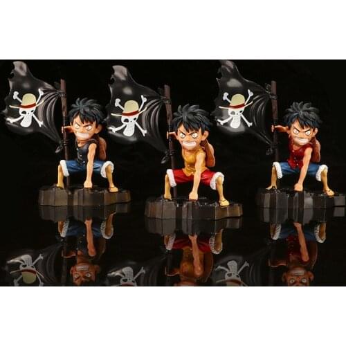 19CM Classic Anime Character One Piece Tricolor Monkey D Luffy Decoration Model Toy Action Figure Doll Childrens Gift Collection