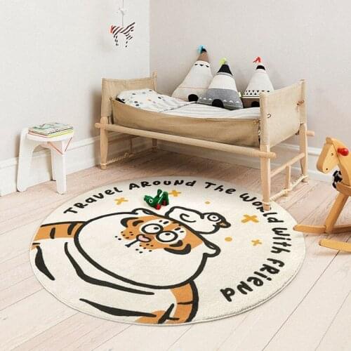 Nordic Round Carpets Printed Bedroom Carpet Thickened Area Rugs Non-slip Floor Mats Bedroom Bedside Footpads Home Decor