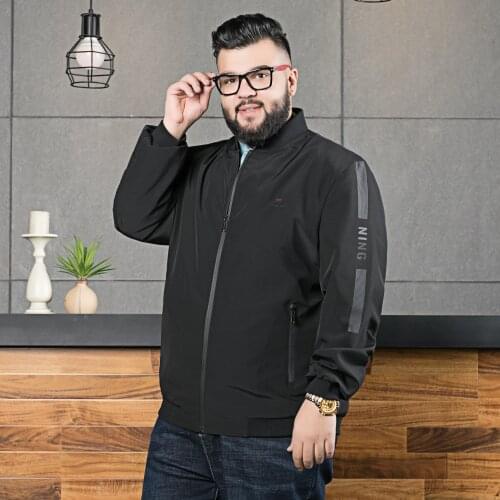 Mens jacket autumn 7XL 8XL large size casual jacket windproof stand-up collar slim-fitting bomber jacket (oversized plus size)