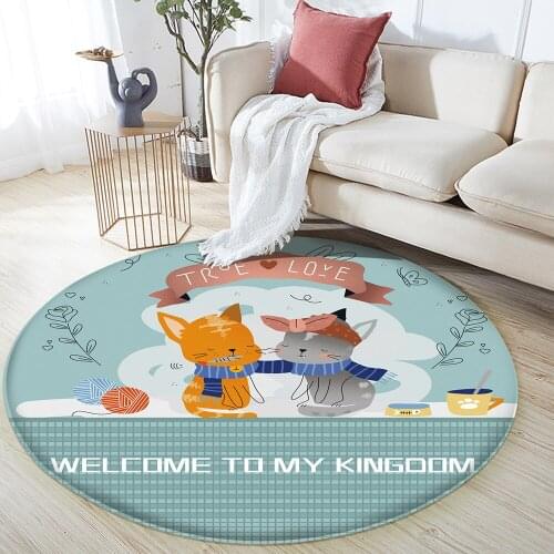 Fashion Children Carpet Non-Slip Children Safety Flannel Cat Carpet Couple Cat Love Carpet Baby Play Baby Mat Hand Print Pattern