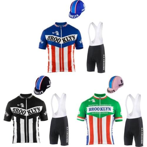 Retro cycling jersey Suit men short sleeve jersey set bike wear Breathable bib shorts Gel Pad Cycling clothing ropa Ciclismo