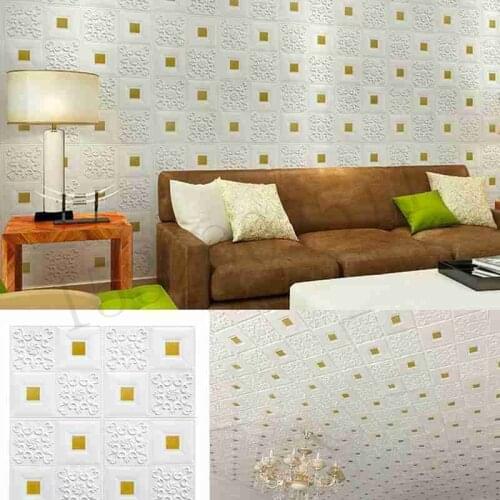 Wall Stickers Wall Stickers Home-Decor-Products 3D Wall stickers White Self-Adhesive Panel Decal PE Brick Wallpaper