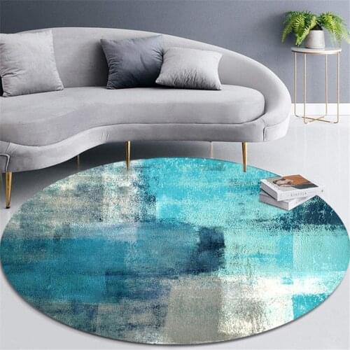 Nordic Blue Gray Abstract Carpet Round Simple Rugs For Bedroom Bedside Mat Living Room Mat Area Rug Home Fashion Modern Decor