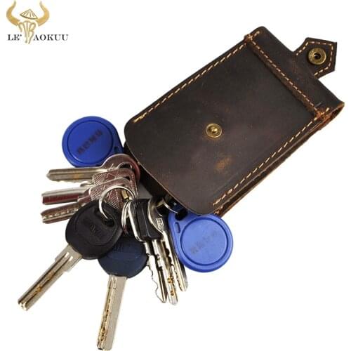 2020 New Top Quality Men Real Leather Vintage Honda Smart Car Remote Key Usb Flip Case Ring Cover Holder Wallet Y1008