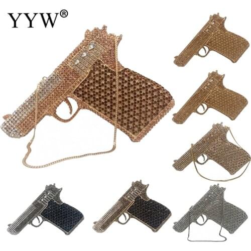 2021 New Dimaonds Evening Bags Ladies Sparkly Rhinestone Pistol Evening Clutch Bag Designer Evening Party Bag For Female Handbag