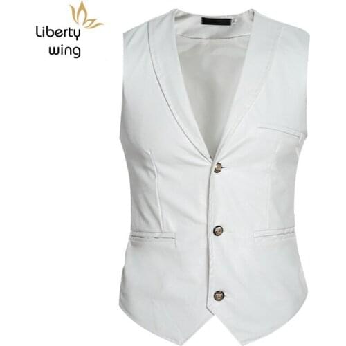 New Arrival Winter Vests For Men Fashion Single Breasted Male Leather Slim Fit Mens Sleeveless Vest Plus Size M-XXL