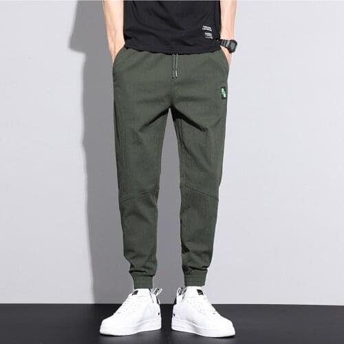 New Mens Casual Business Pant Slim Straight Trousers Badge Pockets Black Blue Khaki Plus Size 44 46 Fashion Male JS012