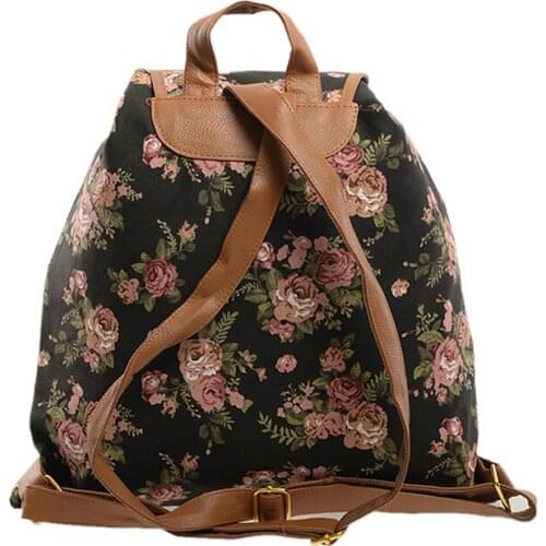 New Fashion Womens Backpack Vintage Canvas Backpack School Bag Ladies Travel Bags Large Capacity Printing Backpack WZ001