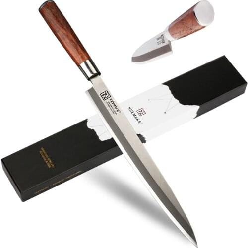 SUNNECKO 10.5 inch Sashimi Chef Knife Kitchen Knives Fillet Cutter Tool Japanese VG10 2-Layer Stainless Steel Sharp Wood Handle