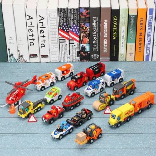 Fire Truck Magnetic Train Car Ambulance Police Car Fire Truck Compatible Brio Wood Track Childrens Toys for Kids