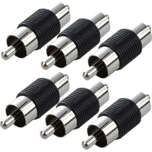 Straight AV RCA Male to Male Connectors Couplers Adapters 6 Pcs Drop shipping