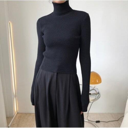 2020 New Autumn Fashion Women Full Sleeve Turtleneck Casual Wild Slim Solid Fit Pullover Sweater Kniited C401