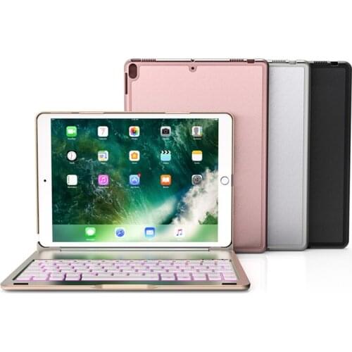 Luxury Aluminum Keyboard Case for iPad Pro 10.5'' Flip Cover Laptop Shell 7 Colors Backlit Light Bluetooth Keyboard Tablet Case