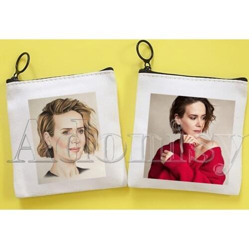 Sarah Paulson Simple Canvas Coin Purse Cute Cartoon Key Case Lipstick Bag Lady Certificate Bag Coin Storage Bag