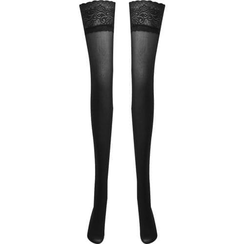 Sexy Women Lace Silicone Over Knee Stockings Slim Fit Cosplay Costume Thigh High Stocking Anti-Slip Silicone Top Over-Knee Socks