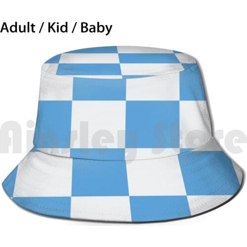 Lazio Blue And White Checkered Fan Flag Bucket Hat Adult kid baby Beach Sun Hats I Biancocelesti White Sky Blues Le