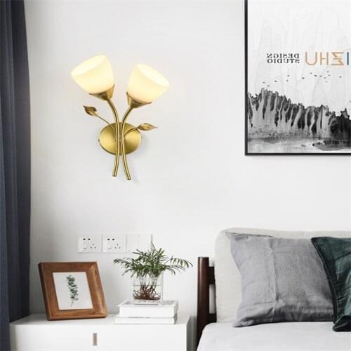 Nordic Copper Bedroom Bedside Wall Lamp Modern Minimalist Light Luxury Aisle Lamp LivingRoom Background Wall Hotel Corridor Lamp