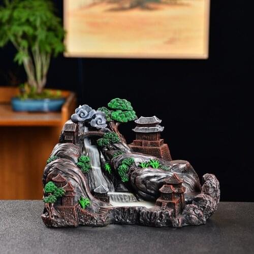 Resin Backflow Incense Burner Home Zen Indoor Aromatherapy Stove Buddhist Burner Decoration Natural Reflux Tower Gift