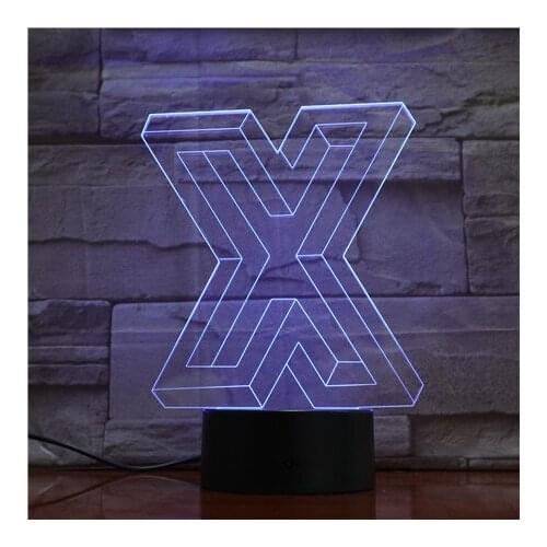 X Character Usb 7 Color Changing 3D Led Nightlight Modelling Kids Touch Button Aircraft Desk Lamp Laser Light Fixture Decor 1730