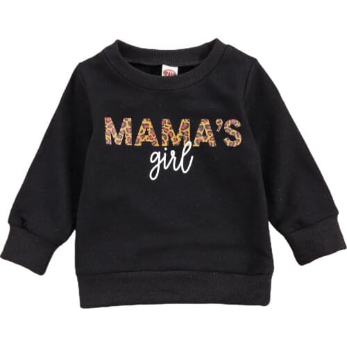 Newborn Baby Girls Autumn Sweatshirt Long Sleeve Round Collar MAMA GIRL Printed Pattern Pullover Sweatshirts Top 0-3 Years