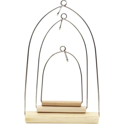 Natural Wooden Pet Birds U-shaped Perch Parrots Hanging Swing Cage Toys Stand Climbing Holder Pendant for Parakeet Macaw Cockati