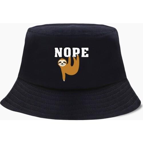 Funny Folivora Nope Print Bob Bucket Hats Summer Mens Panama Women Fisherman Hat Cotton Korean Black Caps Cute Kawaii Beach Cap