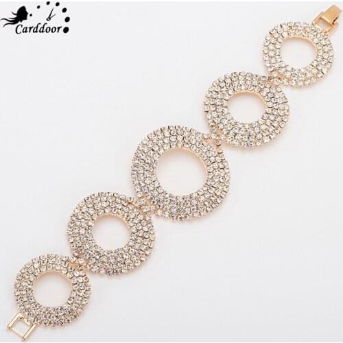 Carddoor Charm Bridal Wedding Rhinestone Bracelets for Women Crystal Bracelets & Bangles Princess Round Style Fashion Jewelry
