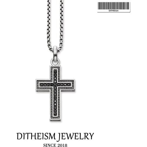 Link Chain Necklace Vintage Cross Pave, 2018 New Fashion 925 Sterling Silver Jewelry Religious Gift For Men Women Boy Girls