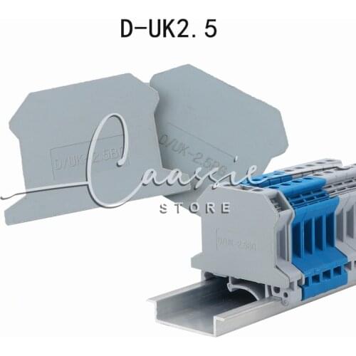 D-UK2.5 Terminal Block UK 2.5 B End Cover Plate Din Rail Terminal Blocks Accessories 10pcs
