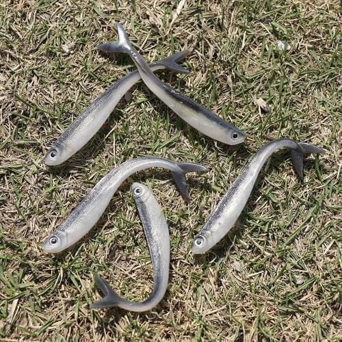 10PCS 8cm Two-color fish Soft Shrimp bait Jig Head Worms Fish Lure Wobblers Jigging Maggot 2g Fishing Bait lifelike Tackle