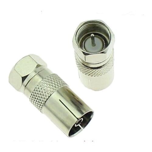 10pcs F Type Male Plug Connector Socket to RF Coax For TV Aerial Female RF Adapters Adaptor